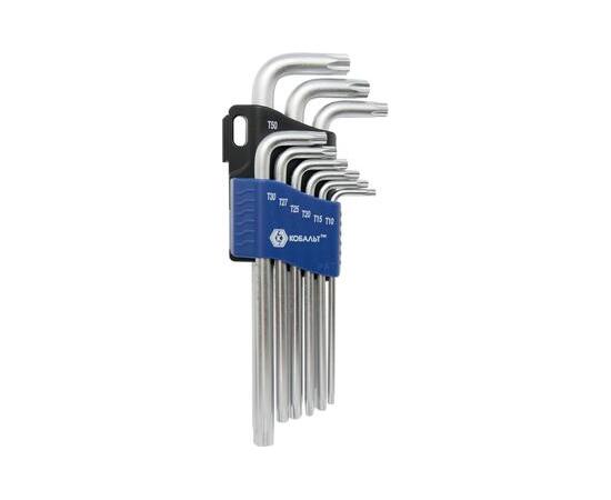 Набор ключей угловых КОБАЛЬТ удлиненных Tamper TORX T10, T15, T20, T25, T27, T30, T40, T45, T50 (9 ш