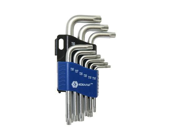 Набор ключей угловых КОБАЛЬТ Tamper TORX T10, T15, T20, T25, T27, T30, T40, T45, T50  Cr-V (9 шт.)