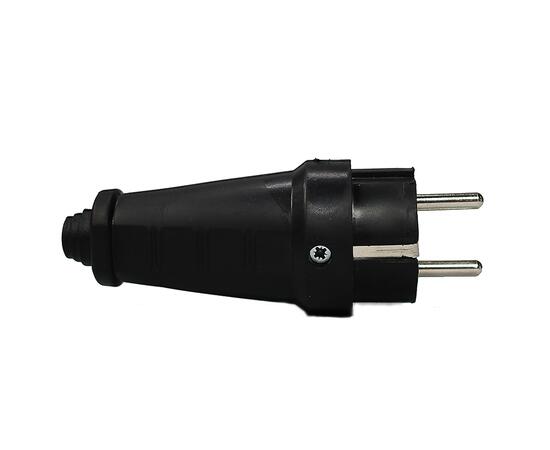 Вилка прямая каучуковая с з/к (черная) 250 В, 16А IP44