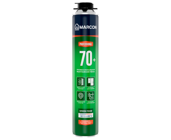 Пена монтажная MARCON PRO GREEN FOAM 70+ всесезонная пистолетная (12 х 880мл)