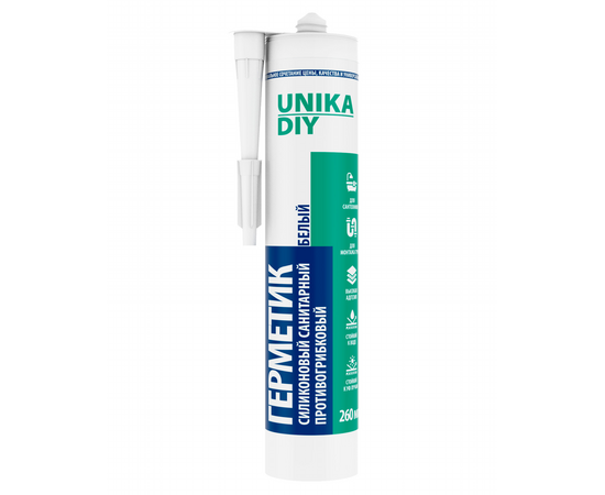 Герметик силиконовый UNIKA DIY санитарный белый (24 х 260 мл)