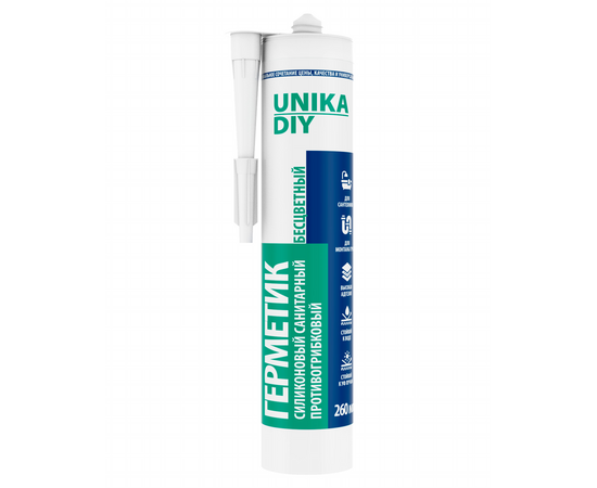 Герметик силиконовый UNIKA DIY санитарный бесцветный (24 х 260 мл)